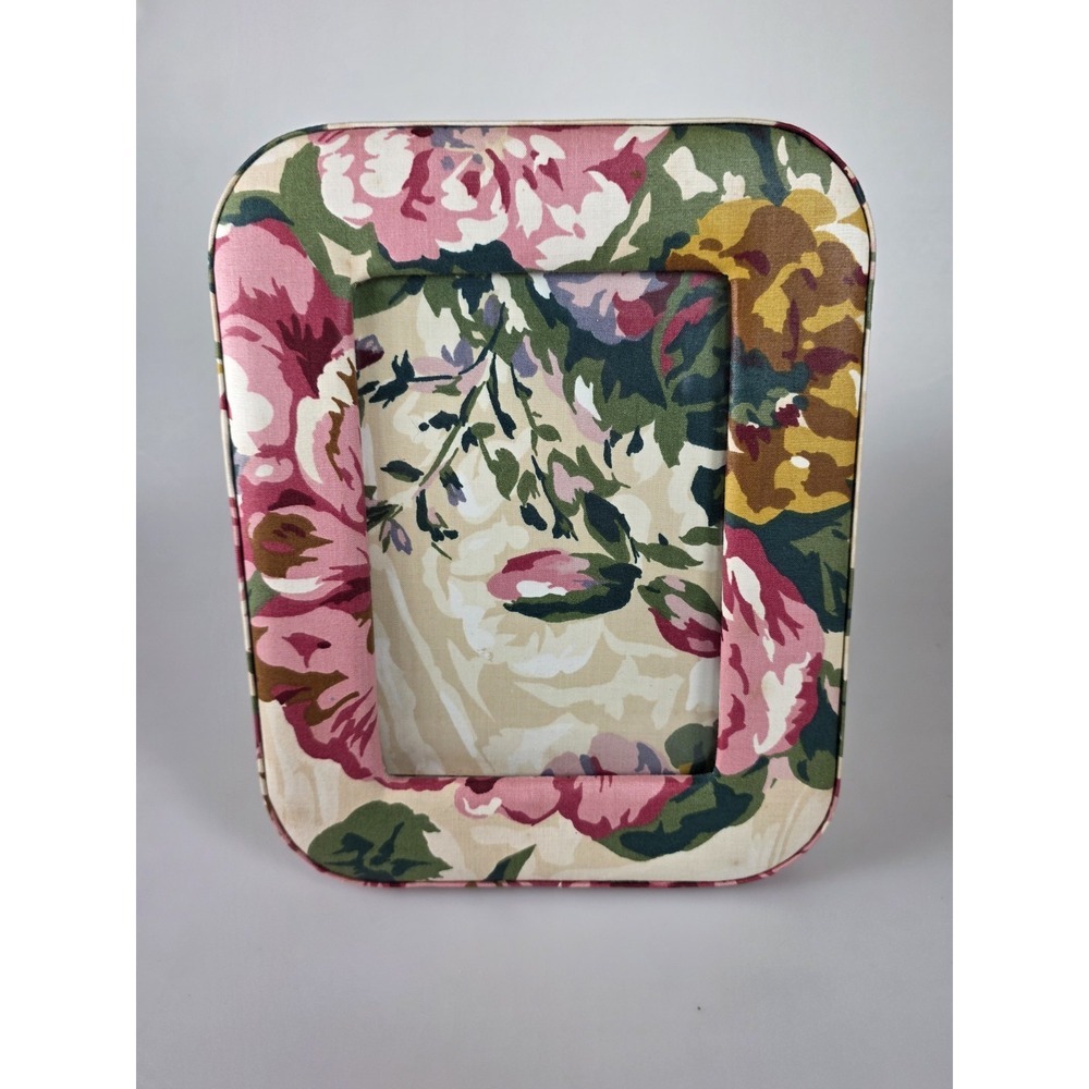 Cottage Core Fabric Floral Picture Frame Vintage Fits 5x7" Photo Stanley Fabric